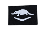 Black patch with white silhouette of a platypus WW2 on a white background