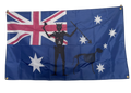 Flag with Union Jack and kangaroo design on a blue background